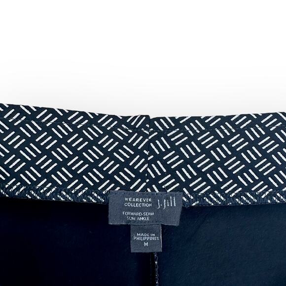 J.Jill Weaver Collection Forward Seam Slim Ankle Pant M Black Geo Basket Weave - Picture 4 of 9